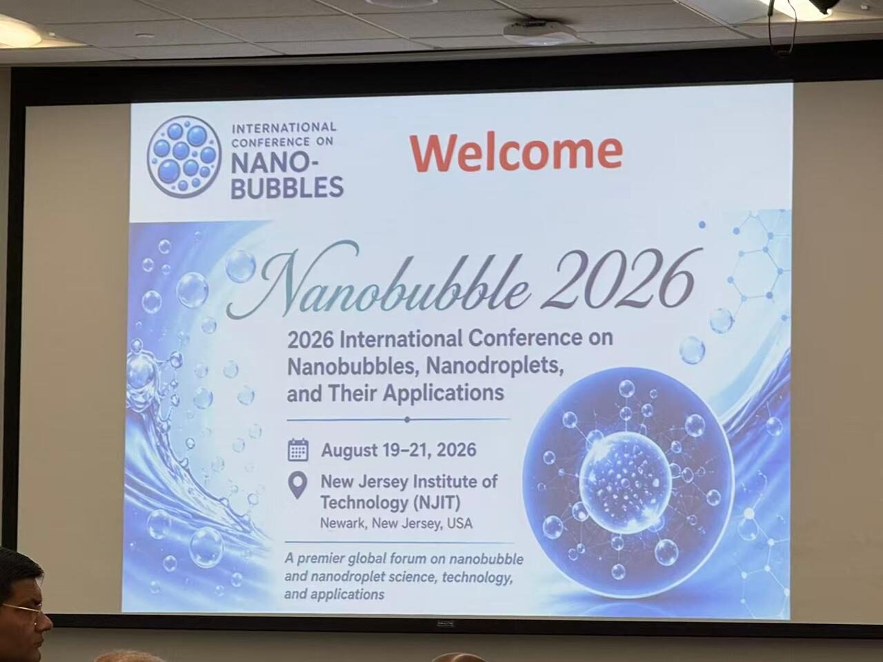 Welcome slide for the Nanobubble 2026 International Conference